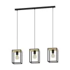 Eglo Pendelleuchte Libertad Stahl Holz Schwarz Braun | IP20 - Geeignet für 3x E27 
